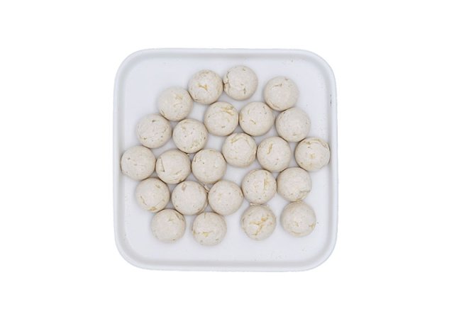 Pet snack balls made from chicken, cod, and cuttlefish