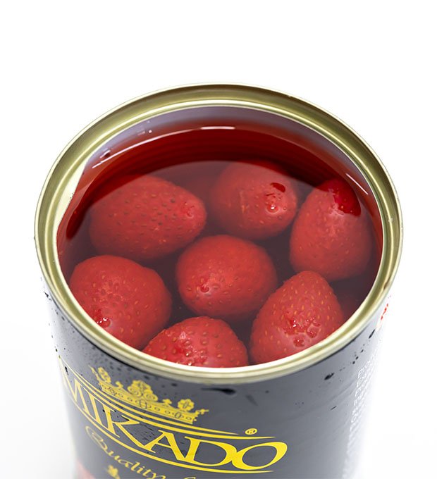 strawberry canned fruit with customized private label design