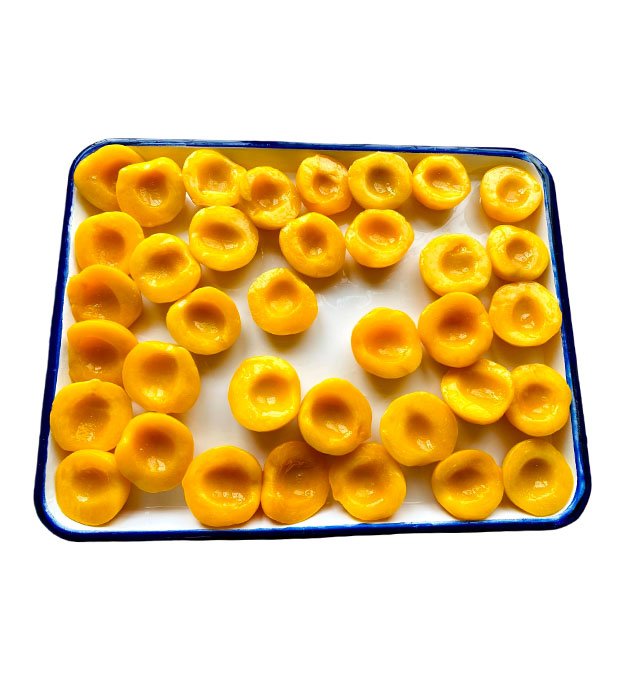 canned peach halves in syrup for food manufacturing