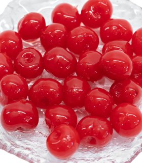 red maraschino cherries in syrup