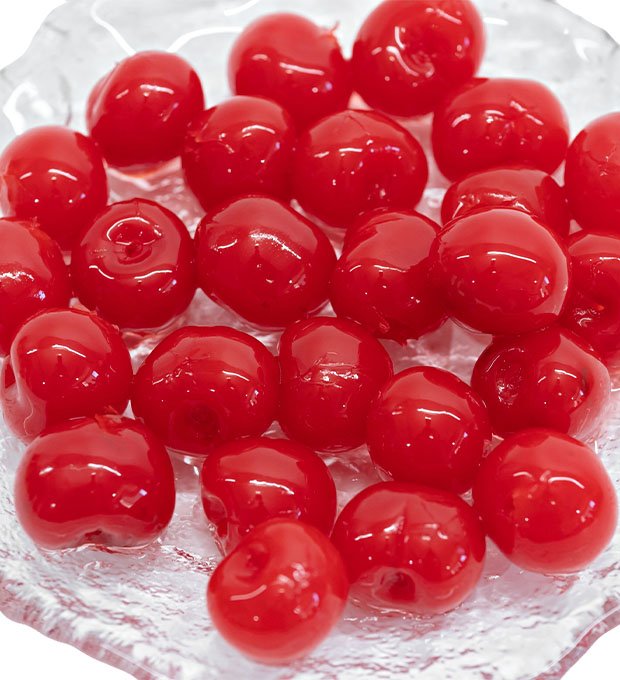 red maraschino cherries in syrup