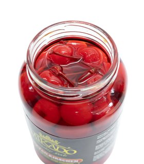 red maraschino cherries in syrup