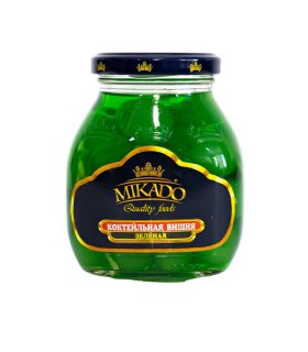 green cocktail cherries in jar