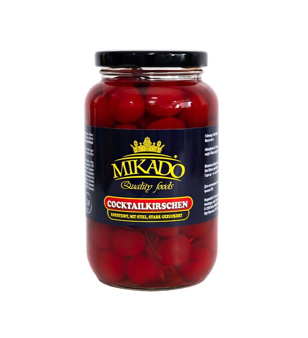 red maraschino cherries in syrup