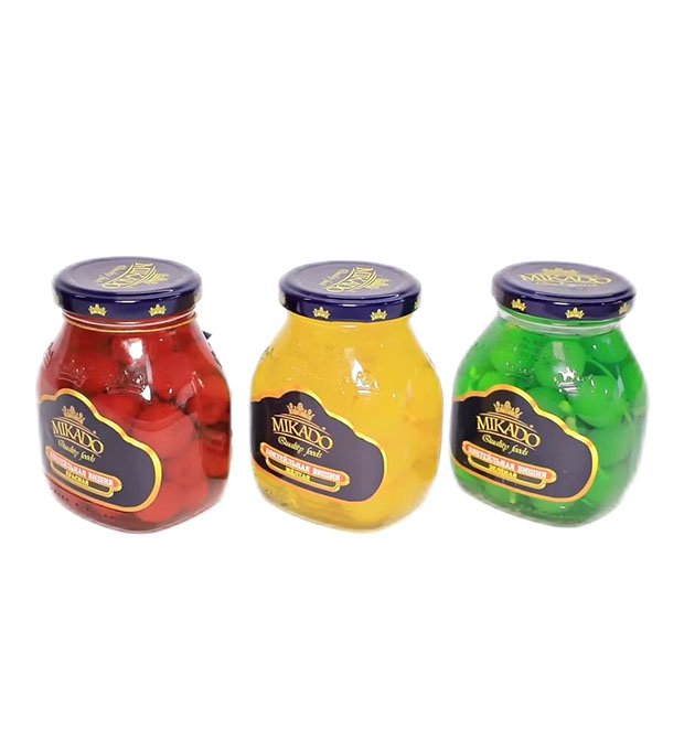 colorful maraschino cherries in jars