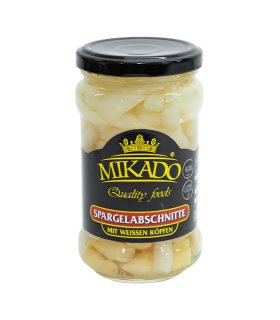 canned white asparagus tips and cuts in jar
