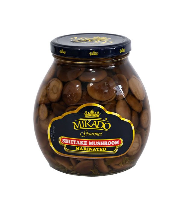 glass jar marinated shiitake mushrooms