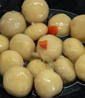 pickled whole mushrooms ready to eat