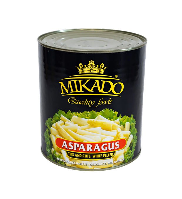 Canned white asparagus tips & cuts in 3100ml tins
