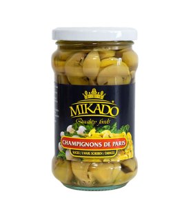 Canned mushroom slices in jars