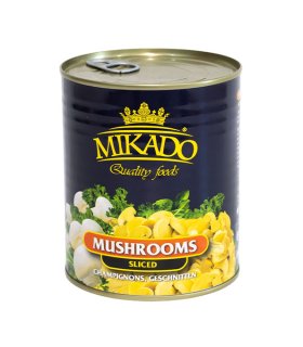 sliced champignons in brine tin