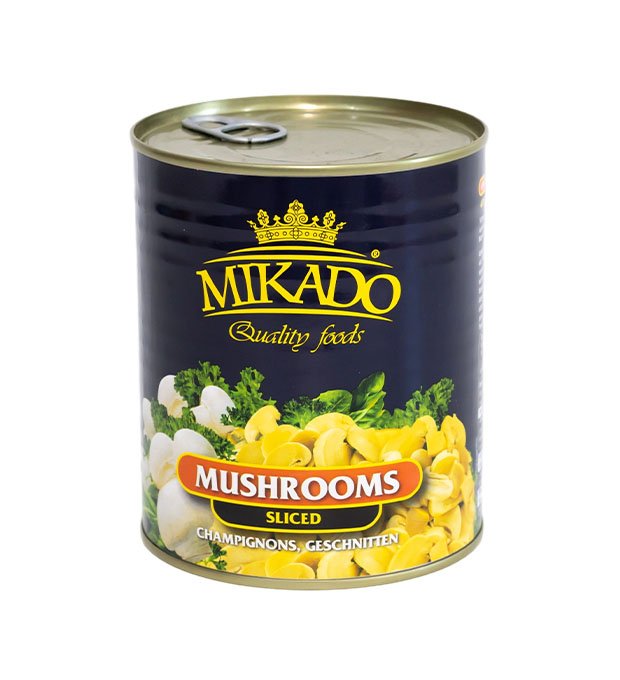 sliced champignons in brine tin