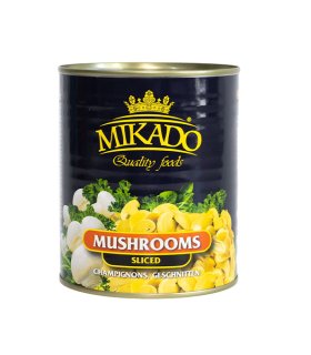 Canned mushroom slices in tins